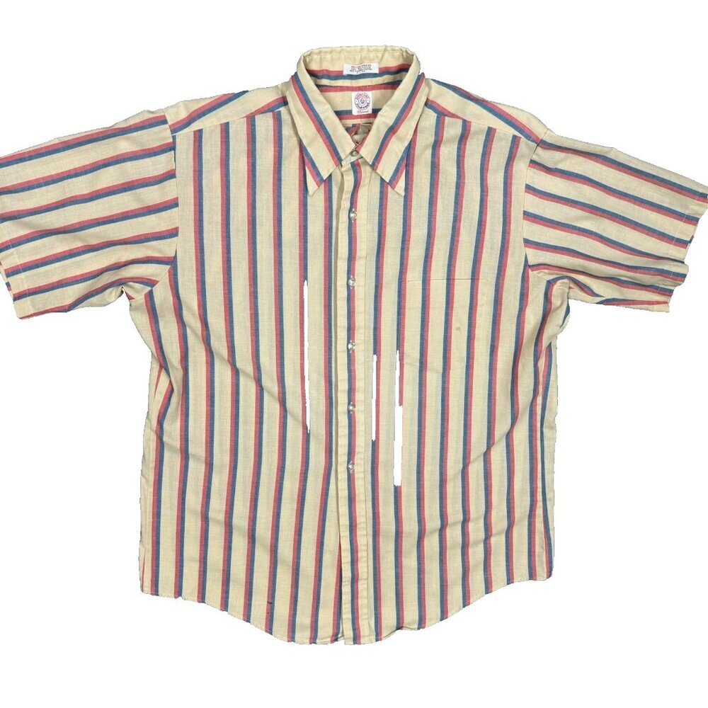 Vintage Donegal Traditional Short Sleeve Button Up Shirt Striped Large